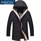 AAGCGC 男士轻便羽绒服冬季新款韩版修身中长款连帽外套0812