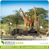 长颈鹿非洲草原动物大自然风景定制3D壁画背景墙纸个性壁纸客厅