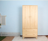 特价松木实木家具定做 环保水性漆家具原木色儿童两门衣柜