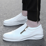 香港代购拉链个性休闲男鞋 2016春夏新款增高白色板鞋纯色皮鞋潮