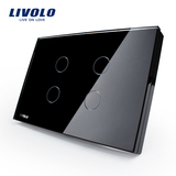 Livolo开关118触摸开关智能家居产品/长方形C8黑色触摸单控四开