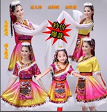 新款西藏族舞蹈表演服装水袖女儿童民族舞台演出服高档藏族服饰夏