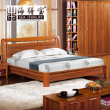 海得宝柚木卧室家具柚木色框架实木床现代中式双人床气压床高箱式