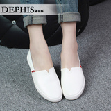 DEPHIS/黛菲斯2016新款真皮平底鞋 防滑透气牛皮小白鞋休闲护士鞋