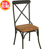 最新款美式乡村loft时尚现代工业风铁艺餐椅 靠背椅出口装饰家具