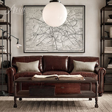 美式欧式皮艺沙发真皮沙发组合123三人位头层牛皮高档客厅家具