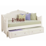 现代简约实木象牙白沙发床 欧式美式坐卧两用多功能抽屉床可定制