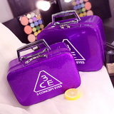 韩国便携式手拿化妆包大小号容量收纳整理袋旅行蕾丝黑色透明