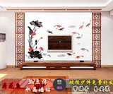 荷花鱼3d亚克力水晶立体墙贴画客厅书房电视中国风背景家居装饰画