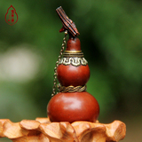 天然手捻文玩小紫皮老葫芦摆件镶口开口酒葫芦做旧包浆红葫芦精品