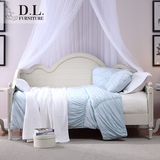 D.L.美式乡村儿童床全实木沙发床白色单人小床环保家具 松木床