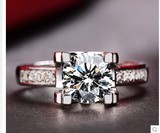 瑞歆宝珠宝定制1.6克拉美国原装黑卡莫桑定做18k白金戒指女指环