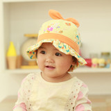 熊朵婴儿帽子春秋款女童遮阳帽0-1岁 儿童宝宝太阳帽纯棉盆帽包邮