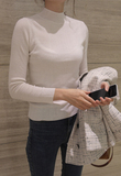 韩国代购女装SR3380新款纯赚半高圆领长袖修身薄打底针织毛衣T恤