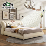 聚林氏家具现代1.5皮艺床软床卧室组合套装真皮床1.8米双人床R31