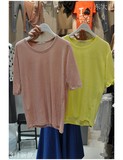 韩国进口东大门代购女装BLISS-S 新款左/右色短袖净版T恤