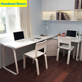 百意空间定制360度旋转双人书桌折叠双人电脑桌子简约转角写字台