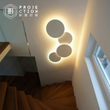北欧创意艺术日食壁灯楼梯过道走廊背景墙卧室床头墙壁圆形LED灯