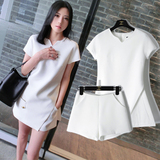 2016韩版夏装新款女装潮夏季时尚名媛两件套性感短裙子白色连衣裙