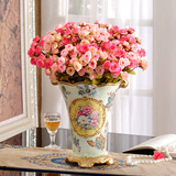家居饰品摆件欧式仿真花套装 客厅假花玫瑰大型花瓶花艺结婚礼物