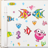 幼儿园儿童房背景墙面装饰贴画可爱卡通彩色鱼贴纸浴室卫生间防水