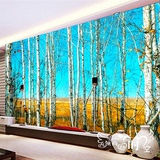 无缝大型壁画 自然风景白桦林墙纸 电视背景墙壁纸 客厅卧室墙布