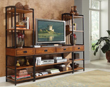 书架电视柜组合架 铁艺实木置物架 复古斗柜抽屉 客厅电视桌地柜