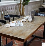 美式乡村复古做旧实木铁艺书桌办公桌椅套装LOFT餐桌工作台会议桌