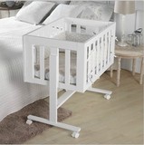 弗贝思 婴儿床实木宝宝床BB摇篮床出口多功能可变书桌白色无漆