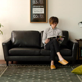 日式小户型弧形皮艺沙发单人双人组合客厅咖啡厅书房卧室休闲沙发