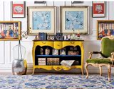 法式新古典欧洲进口实木家具黄色雕花餐边柜别墅客厅装饰柜门厅柜