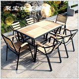 欧式桌椅家用铁艺实木休闲酒吧台餐桌椅创意家居咖啡桌椅组合椅桌