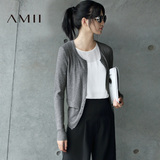 Amii[极简主义]2016秋季新款欧美百搭纯色修身外搭空调针织开衫女