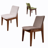 北欧实木餐椅 水曲柳宜家餐椅现代简约麻布皮革咖啡厅创意布餐椅