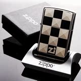 进口正品 zippo 芝宝打火机 黑冰金属双面大格子 生日礼品 礼物