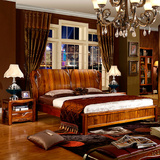 全实木床双人1.8米床  卧室柚木床大床  现代实木家具