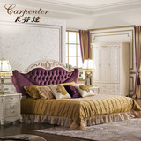 卡芬达欧式家具 1.8米双人床欧式田园实木床 法式布艺床 韩式婚床