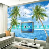大型壁画无缝3d立体地中海风景海豚墙纸客厅电视沙发卧室背景壁纸