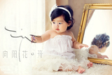 儿童摄影服装新款 批发 韩版 百天 影楼摄影服饰女宝白裙子
