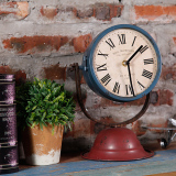 欧式创意美式家居台灯座钟摆件咖啡厅书桌台式钟复古时钟软装饰品
