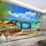 3d立体电视背景墙墙纸壁纸客厅卧室无纺布大型壁画墙纸海边风景