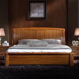 现代中式实木床乌金木色家具1.8床单双人2*2.2米高箱储物大床2.4