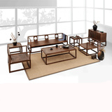 新中式家具水曲柳实木沙发组合现代中式样板房客厅三人位布艺沙发