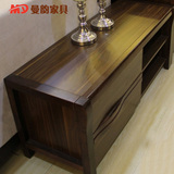 中式实木电视柜1.2米客厅带抽储物柜地柜 小户型黑胡桃电视柜矮柜