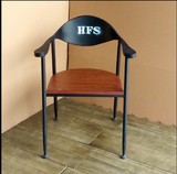 简约现代真皮铁艺饭店椅子低靠背仿古办公椅咖啡厅休闲椅实木餐椅
