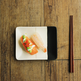 它生活 外贸陶瓷餐具 日式简约黑白长方形小菜甜点寿司碟小平盘