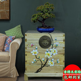 彩绘家具新古典中式原木色香樟木箱子实木床头柜储物箱卧室收纳箱