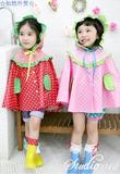 韩国儿童雨衣披风幼儿园宝宝雨披女童斗篷式披风可爱时尚外贸原单