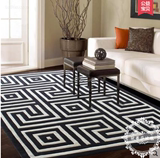 加密加厚腈纶地毯时尚简约创意黑白条纹客厅卧室茶几地毯地垫定做