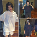 套装女2016夏季新款宽松字母短袖t恤+休闲短裤女韩版学院风两件套